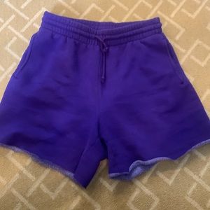 Aritzia Purple Fleece Boyfriend Sweat Shorts